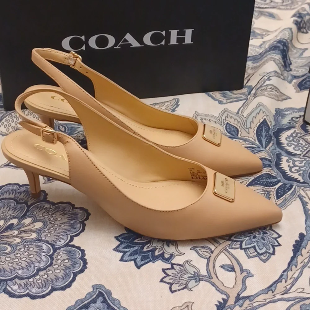 Coach Jillian Beachwood  Slingback Heels Great Neutral SZ 6.5B - Picture 9 of 16